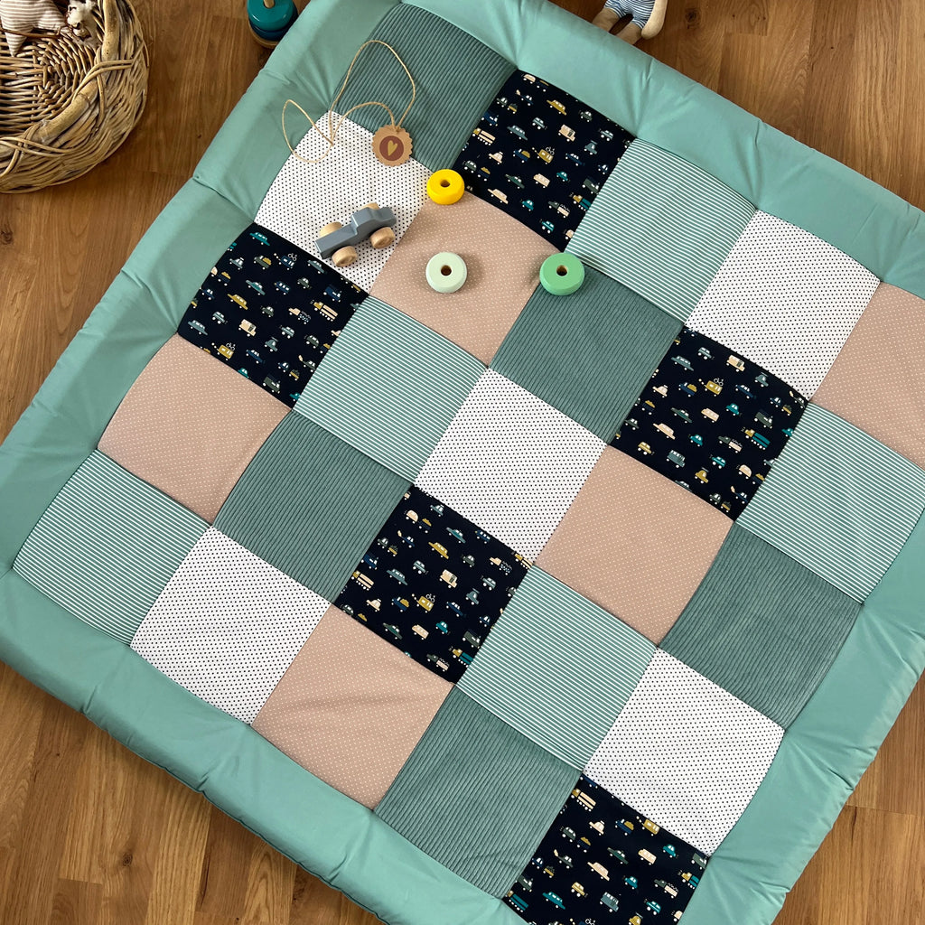 Nähpaket * Krabbeldecke* Patchwork * Unterwegs Pfefferminz Sand-stoffwerk-siegen