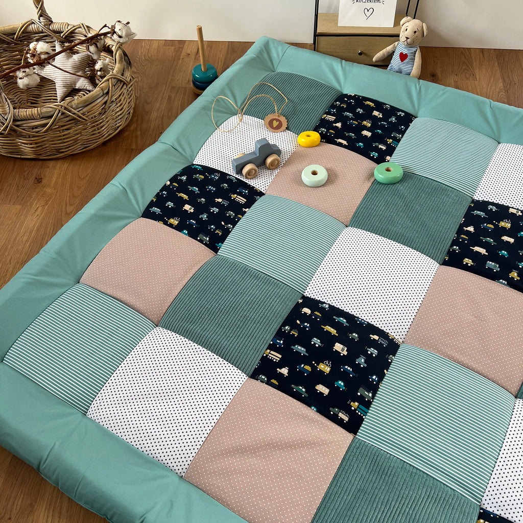 Nähpaket * Krabbeldecke* Patchwork * Unterwegs Pfefferminz Sand-stoffwerk-siegen