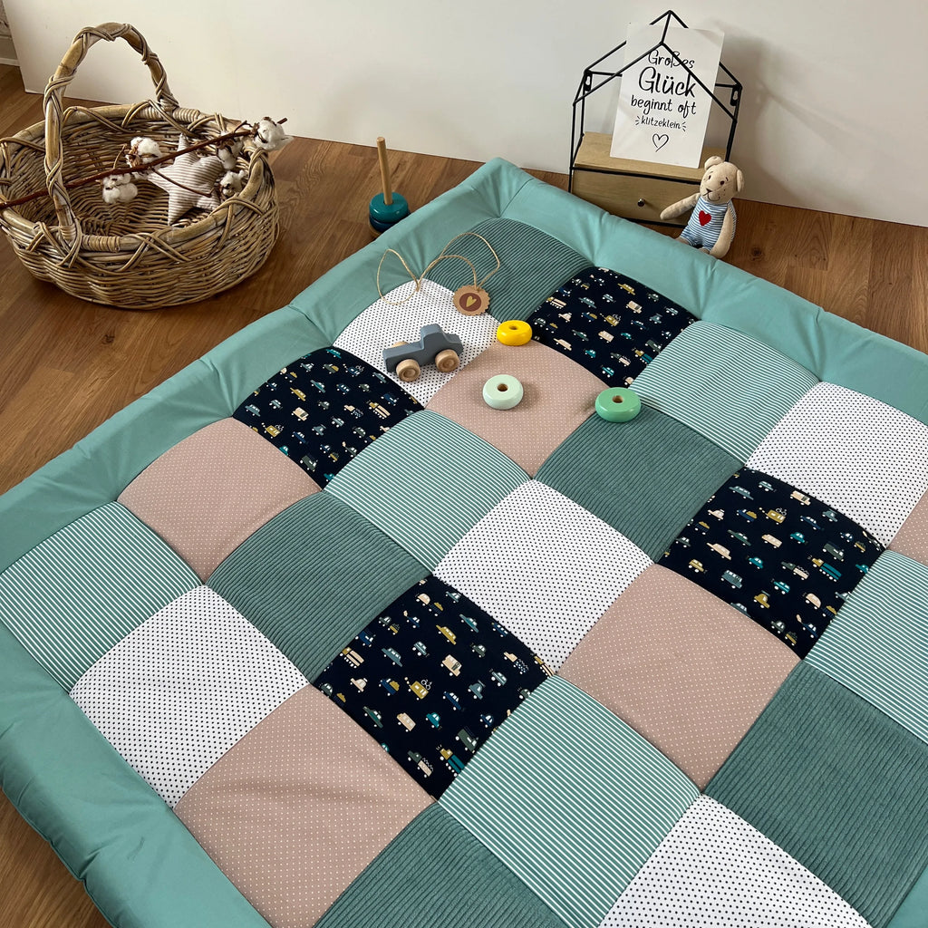 Nähpaket * Krabbeldecke* Patchwork * Unterwegs Pfefferminz Sand-stoffwerk-siegen