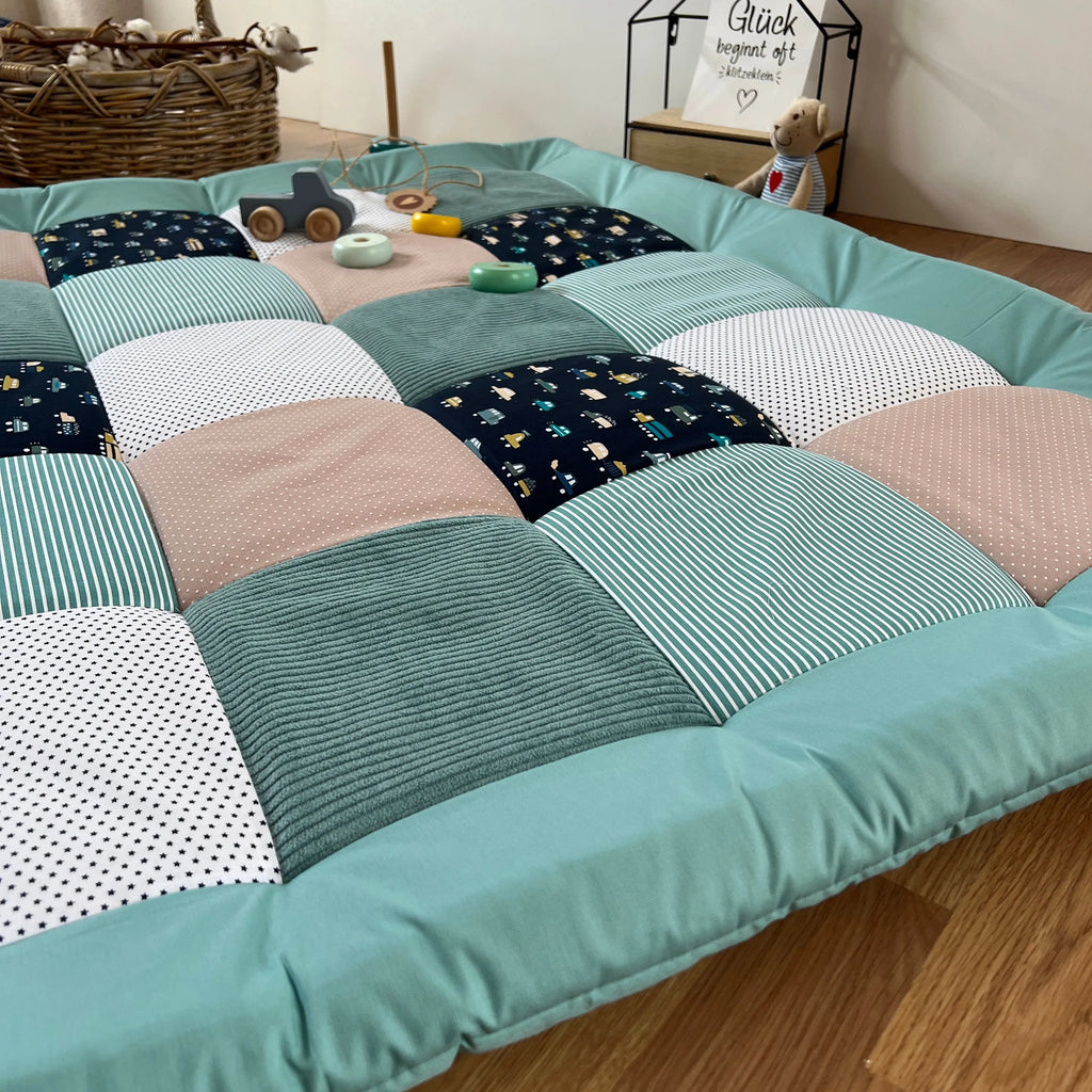 Nähpaket * Krabbeldecke* Patchwork * Unterwegs Pfefferminz Sand-stoffwerk-siegen