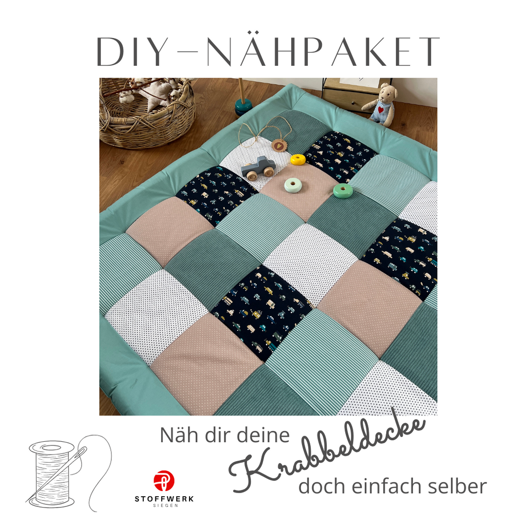 Nähpaket * Krabbeldecke* Patchwork * Unterwegs Pfefferminz Sand-stoffwerk-siegen
