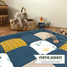 Nähpaket * Krabbeldecke* Patchwork * Waffelpique´* Blauwale Navy Senfgelb-stoffwerk-siegen