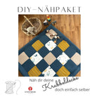 Nähpaket * Krabbeldecke* Patchwork * Waffelpique´* Blauwale Navy Senfgelb-stoffwerk-siegen