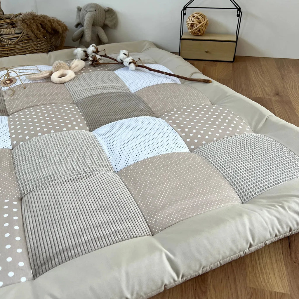 Nähpaket * Krabbeldecke* Patchwork * Waffelpique´* Cord * Sand Beige-stoffwerk-siegen