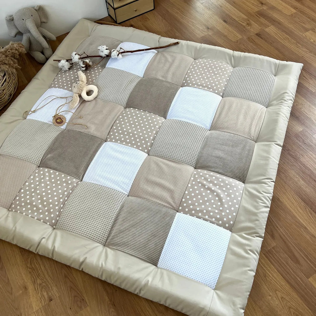 Nähpaket * Krabbeldecke* Patchwork * Waffelpique´* Cord * Sand Beige-stoffwerk-siegen