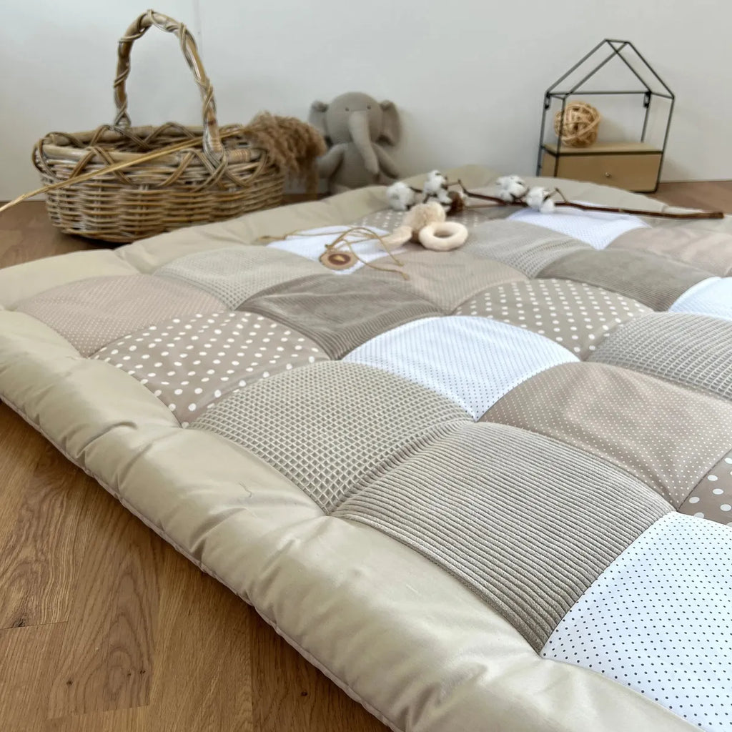 Nähpaket * Krabbeldecke* Patchwork * Waffelpique´* Cord * Sand Beige-stoffwerk-siegen