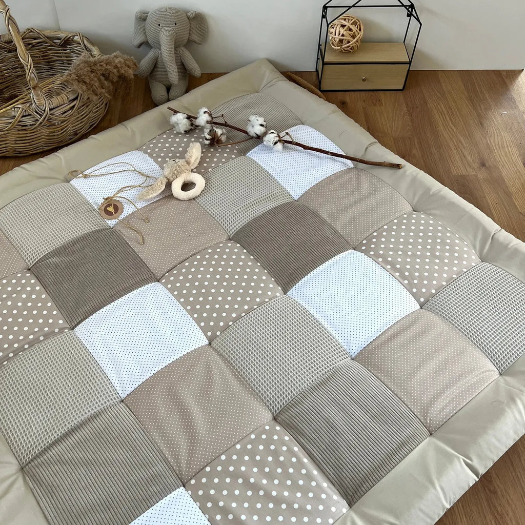 Nähpaket * Krabbeldecke* Patchwork * Waffelpique´* Cord * Sand Beige-stoffwerk-siegen