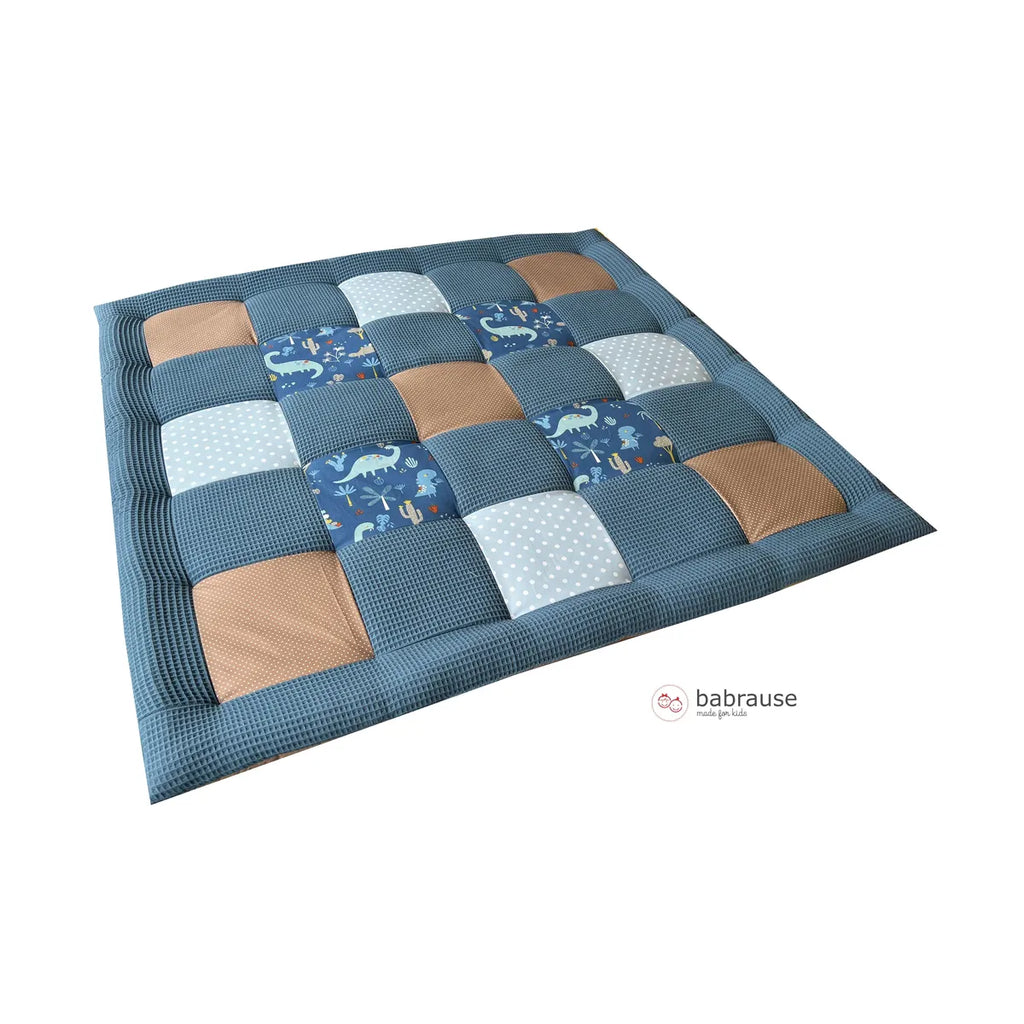 Nähpaket * Krabbeldecke* Patchwork * Waffelpique´* Dinos Blau-stoffwerk-siegen