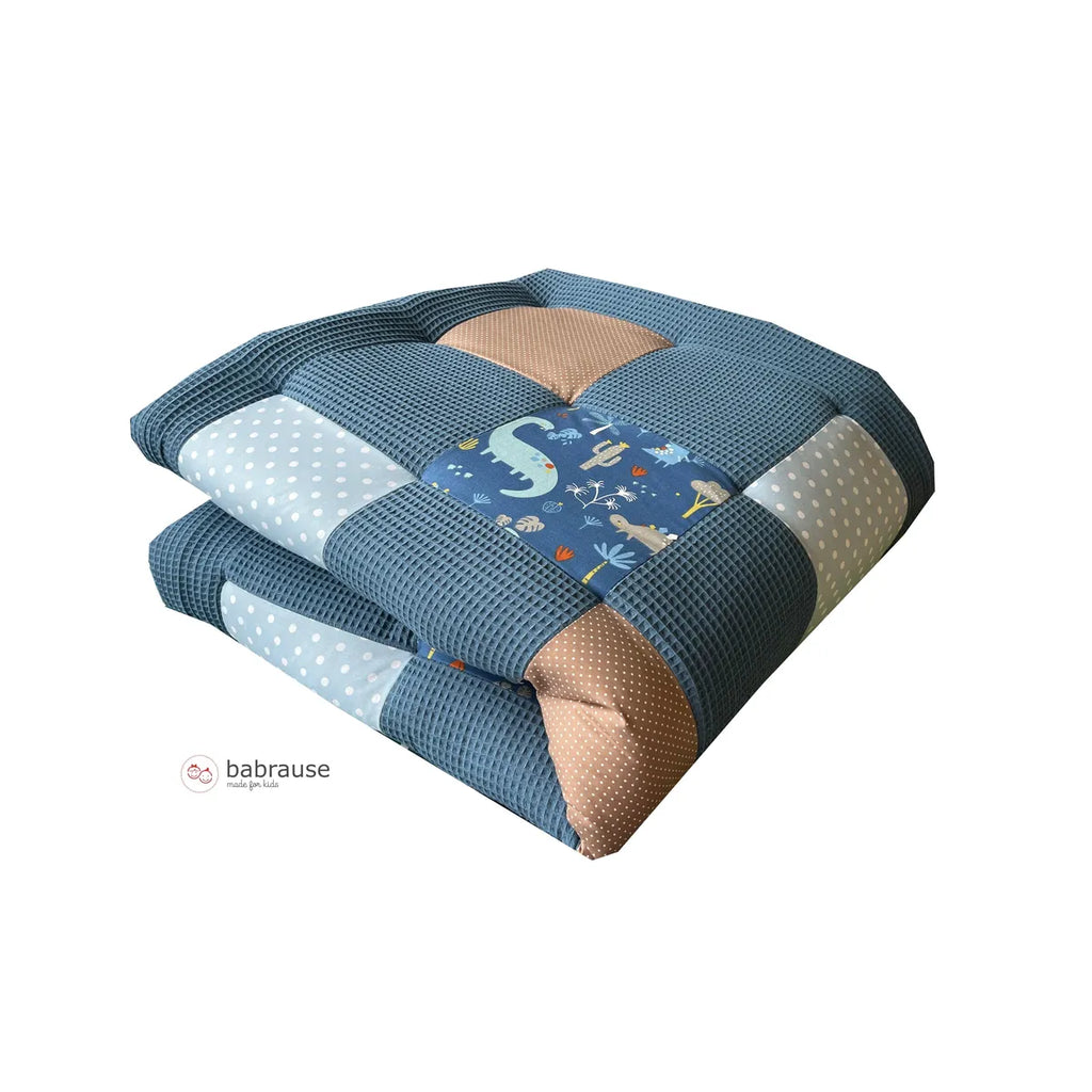 Nähpaket * Krabbeldecke* Patchwork * Waffelpique´* Dinos Blau-stoffwerk-siegen