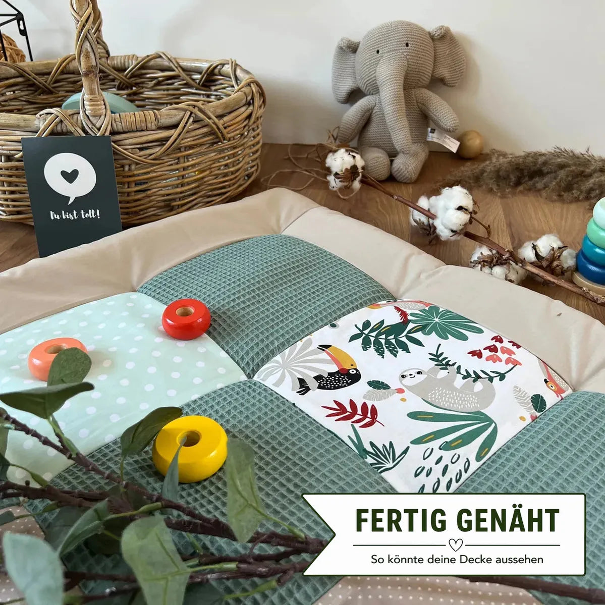 Nähpaket * Krabbeldecke* Patchwork * Waffelpique´* Dschungel Grün-stoffwerk-siegen