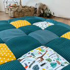 Nähpaket * Krabbeldecke* Patchwork * Waffelpique´* Dschungel Petrol-stoffwerk-siegen