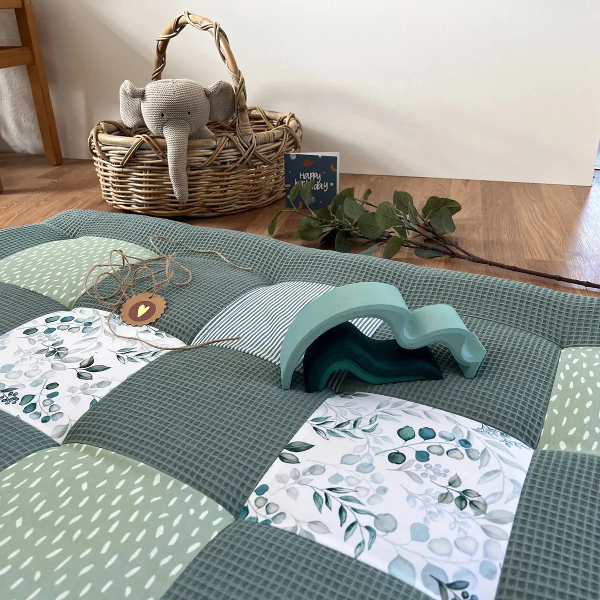 Nähpaket * Krabbeldecke* Patchwork * Waffelpique´* Eukalyptus Salbei-stoffwerk-siegen