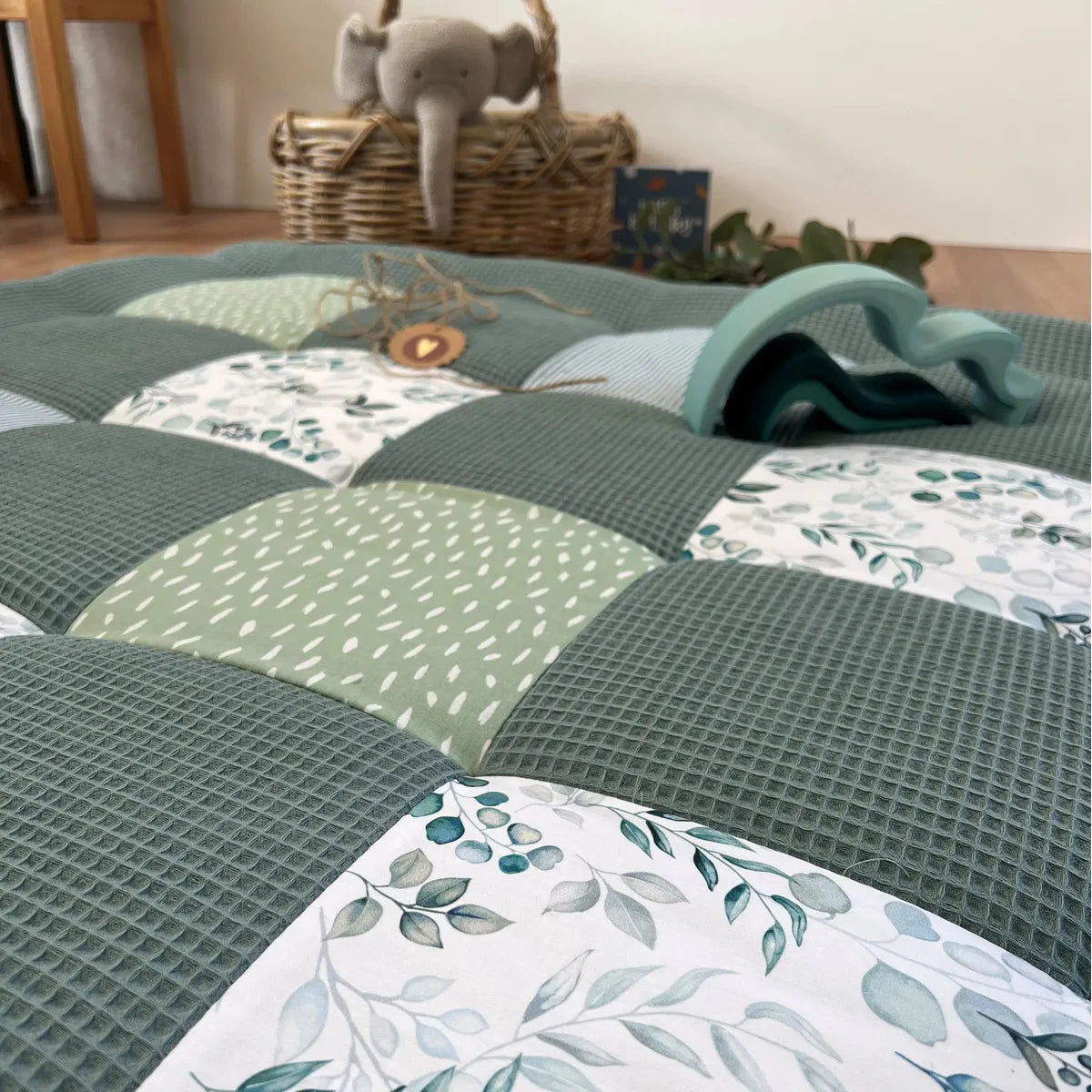 Nähpaket * Krabbeldecke* Patchwork * Waffelpique´* Eukalyptus Salbei-stoffwerk-siegen