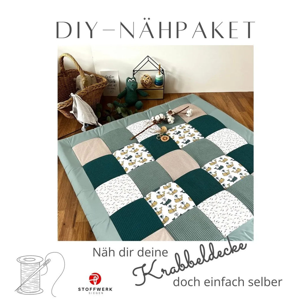 Nähpaket * Krabbeldecke* Patchwork * Waffelpique´* Pazifische Wale-stoffwerk-siegen