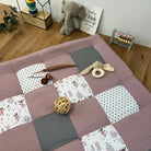 Nähpaket * Krabbeldecke* Patchwork * Waffelpique´* Rehe Altrosa Grau-stoffwerk-siegen