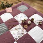 Nähpaket * Krabbeldecke* Patchwork * Waffelpique´* Rehe Beere Mauve-stoffwerk-siegen