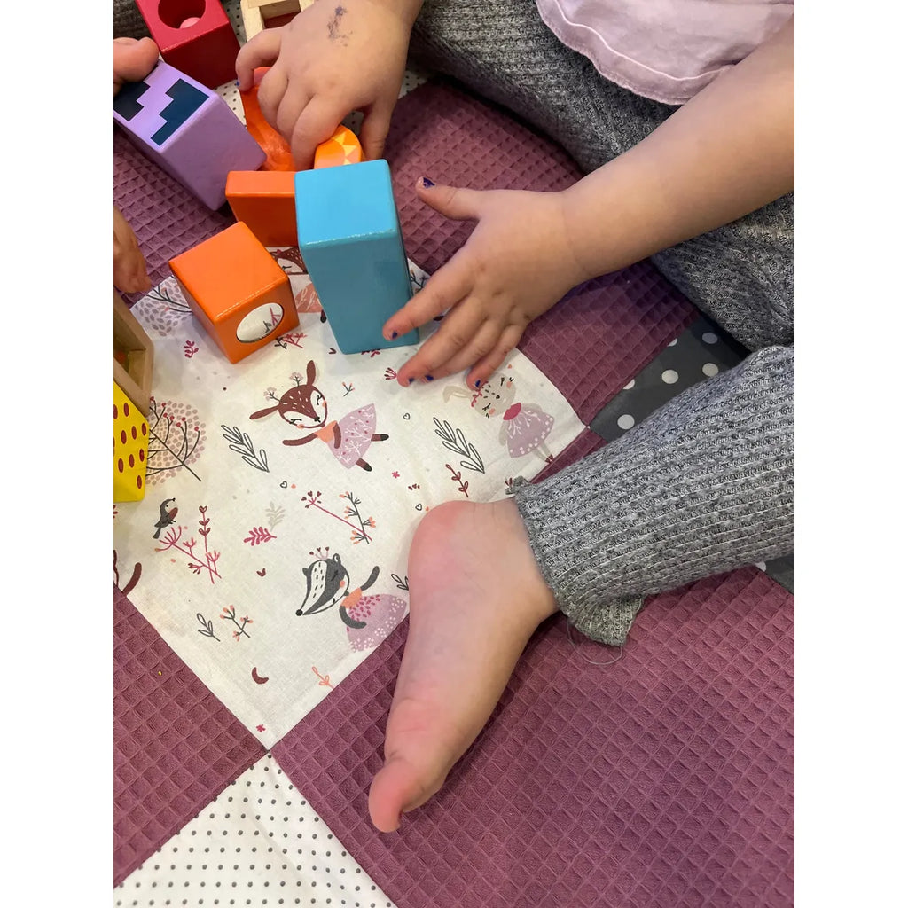 Nähpaket * Krabbeldecke* Patchwork * Waffelpique´* Rehe Beere Mauve-stoffwerk-siegen