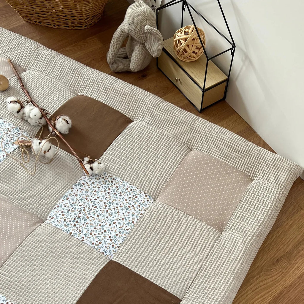 Nähpaket * Krabbeldecke* Patchwork * Waffelpique´* Streublümchen Sand-stoffwerk-siegen