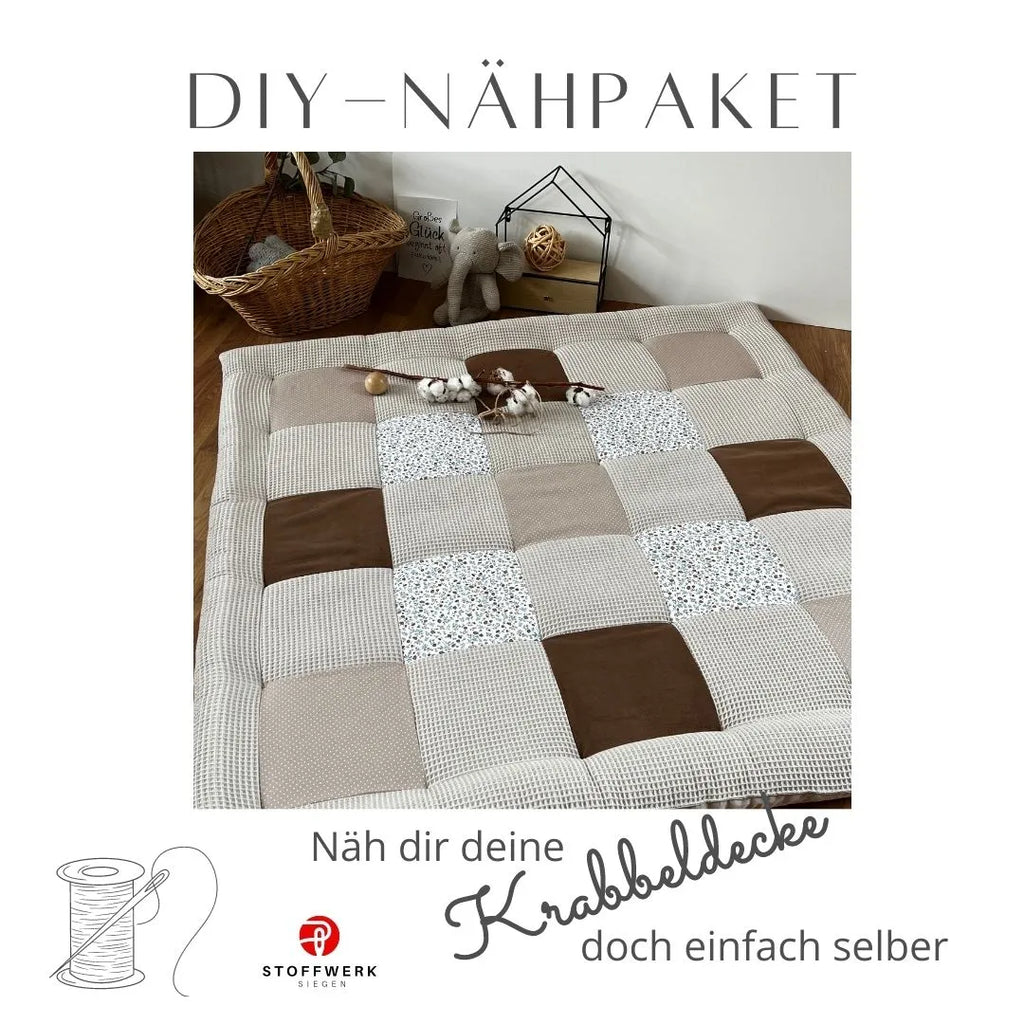 Nähpaket * Krabbeldecke* Patchwork * Waffelpique´* Streublümchen Sand-stoffwerk-siegen