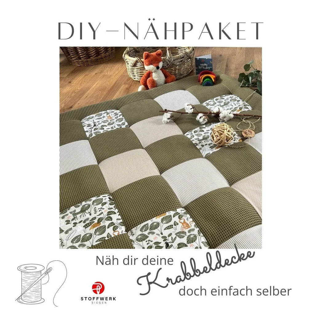 Nähpaket * Krabbeldecke* Patchwork * Waffelpique´* Urban Jungle-stoffwerk-siegen