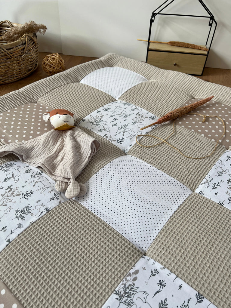 Nähpaket * Krabbeldecke* Patchwork * Waffelpique Waldfreunde Beige Sand-stoffwerk-siegen