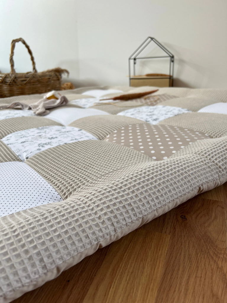 Nähpaket * Krabbeldecke* Patchwork * Waffelpique Waldfreunde Beige Sand-stoffwerk-siegen