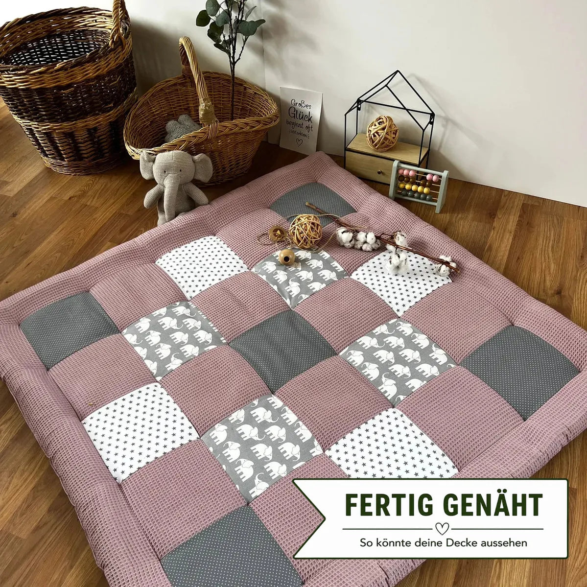 Nähpaket * Krabbeldecke* Patchwork * Waffelpique´*Elefant Flieder-stoffwerk-siegen