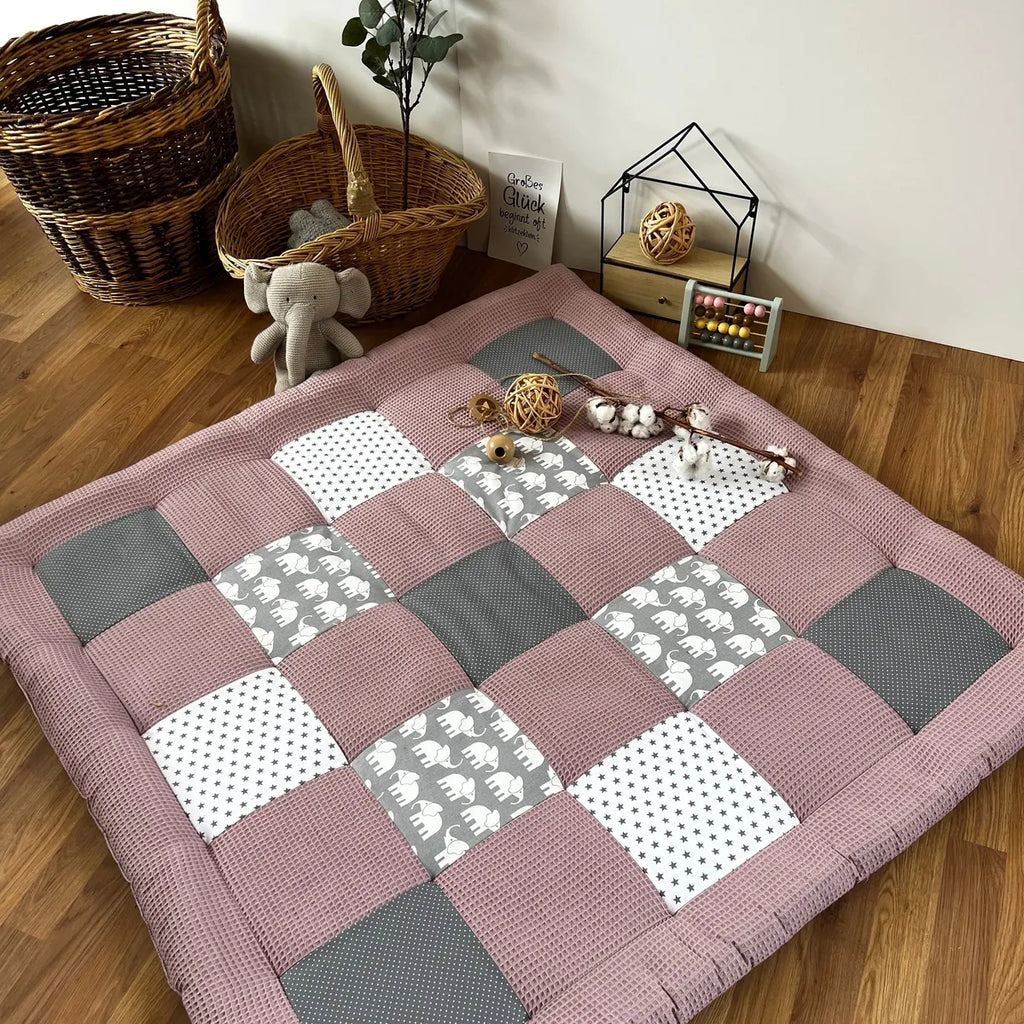 Nähpaket * Krabbeldecke* Patchwork * Waffelpique´*Elefant Flieder-stoffwerk-siegen