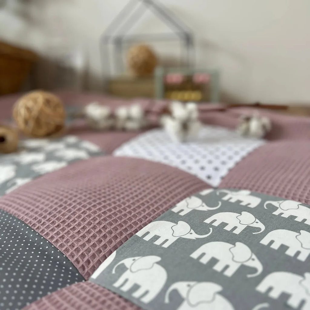 Nähpaket * Krabbeldecke* Patchwork * Waffelpique´*Elefant Flieder-stoffwerk-siegen