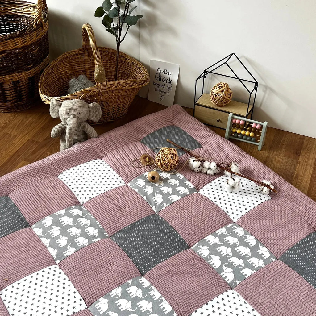 Nähpaket * Krabbeldecke* Patchwork * Waffelpique´*Elefant Flieder-stoffwerk-siegen