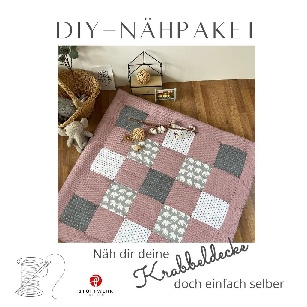 Nähpaket * Krabbeldecke* Patchwork * Waffelpique´*Elefant Flieder-stoffwerk-siegen