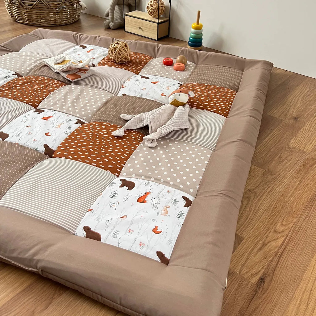 Nähpaket * Krabbeldecke* Patchwork * Waldtiere Rost Sand-stoffwerk-siegen