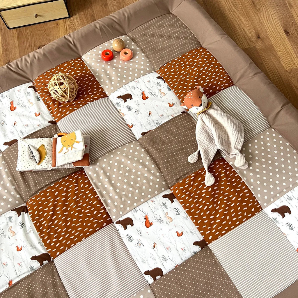 Nähpaket * Krabbeldecke* Patchwork * Waldtiere Rost Sand-stoffwerk-siegen