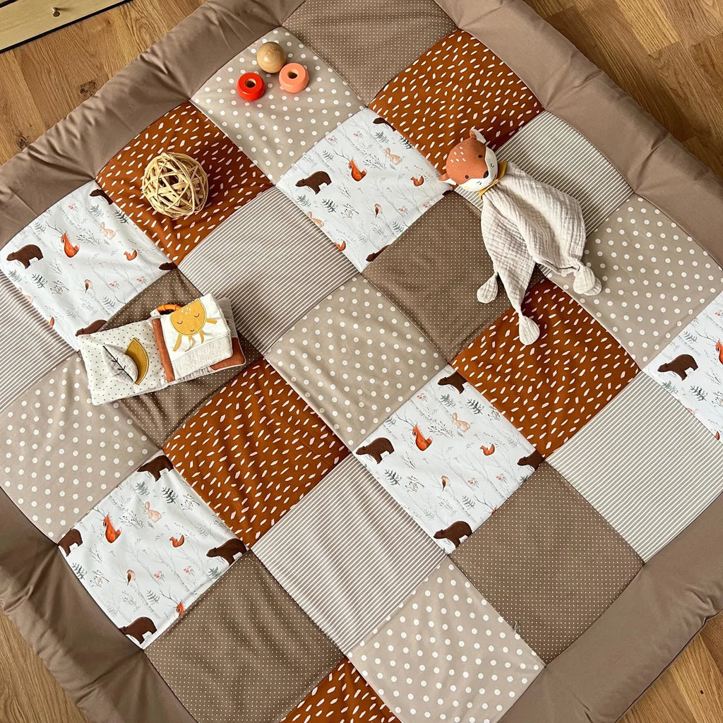 Nähpaket * Krabbeldecke* Patchwork * Waldtiere Rost Sand-stoffwerk-siegen