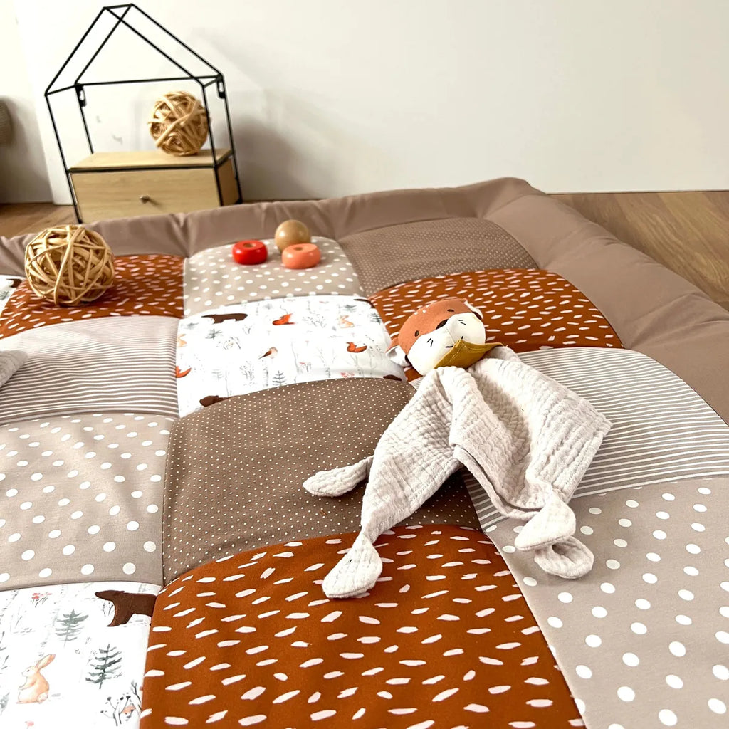 Nähpaket * Krabbeldecke* Patchwork * Waldtiere Rost Sand-stoffwerk-siegen