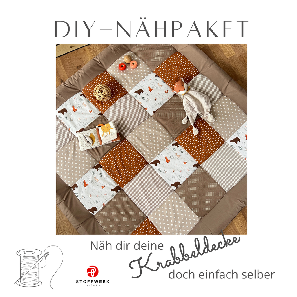 Nähpaket * Krabbeldecke* Patchwork * Waldtiere Rost Sand-stoffwerk-siegen