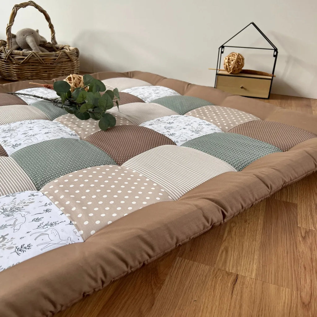 Nähpaket * Krabbeldecke* Patchwork * Waldtiere Taupe Salbei-stoffwerk-siegen