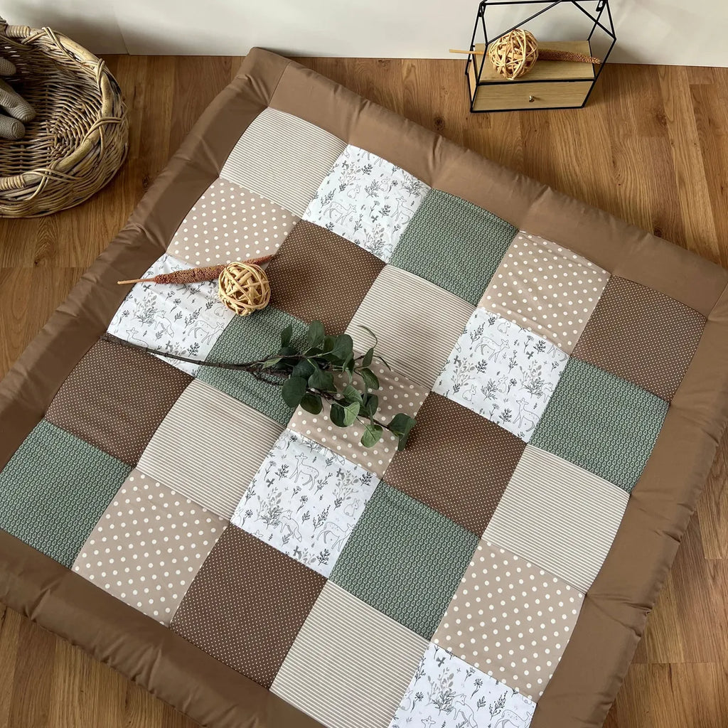 Nähpaket * Krabbeldecke* Patchwork * Waldtiere Taupe Salbei-stoffwerk-siegen