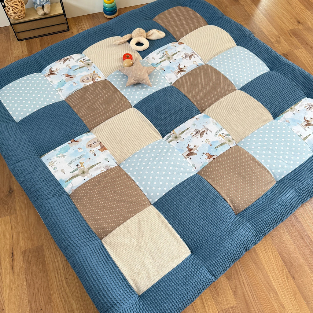 Nähpaket * Krabbeldecke* Patchwork * Wolkenstürmer Blau-stoffwerk-siegen