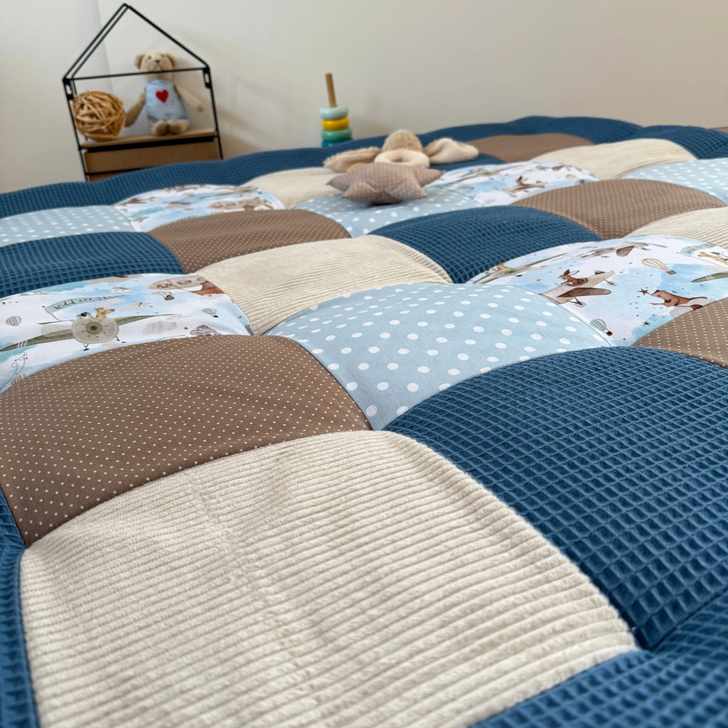 Nähpaket * Krabbeldecke* Patchwork * Wolkenstürmer Blau-stoffwerk-siegen