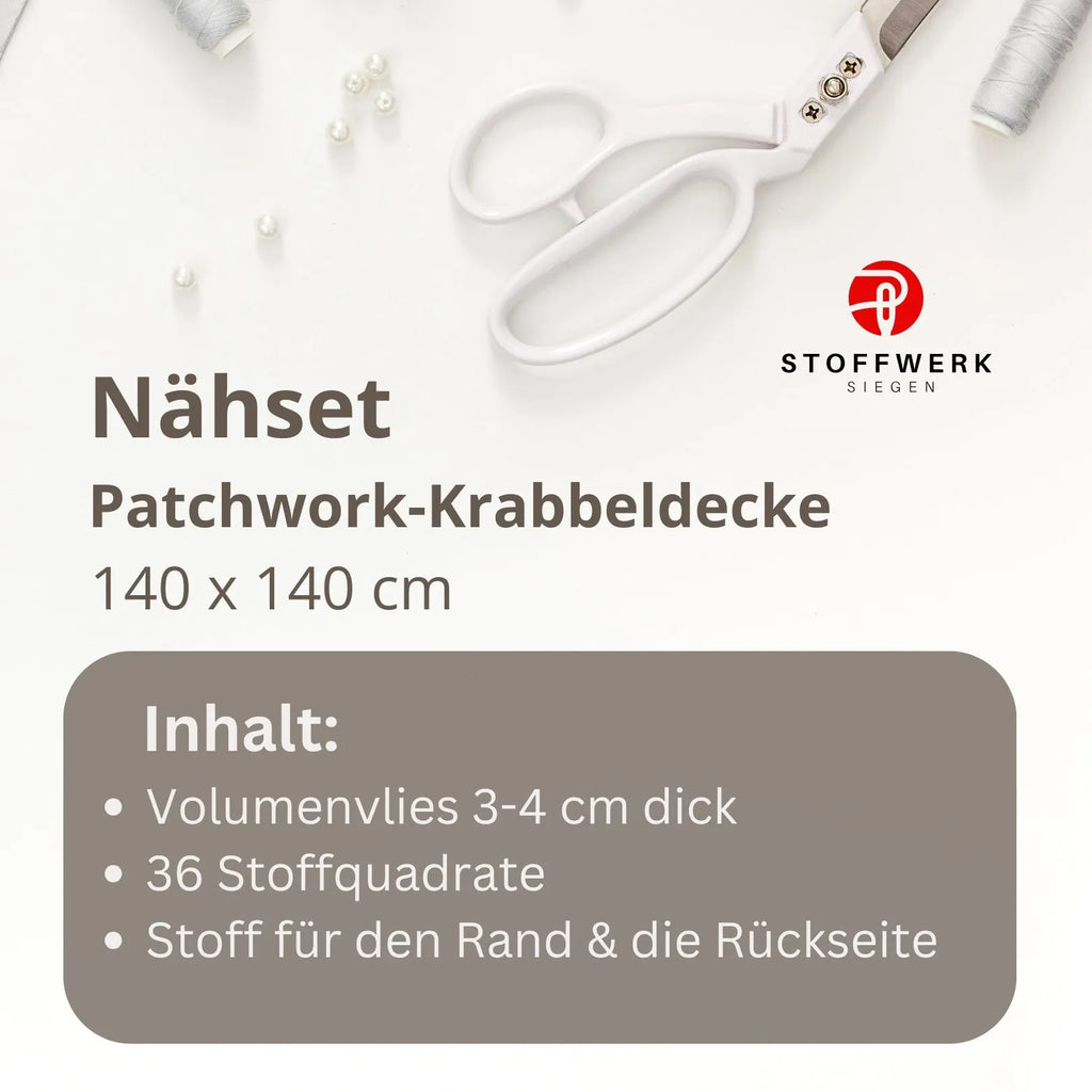 Nähpaket * Krabbeldecke* Patchwork * Wolkenstürmer Blau-stoffwerk-siegen