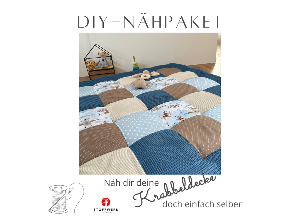 Nähpaket * Krabbeldecke* Patchwork * Wolkenstürmer Blau-stoffwerk-siegen